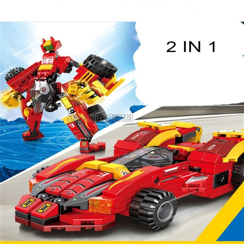 Đồ chơi Lắp ráp Mô hình Sembo 103280-103283 817pcs 4in2 Deformation Transformation Robot Speed Rally Racing Car