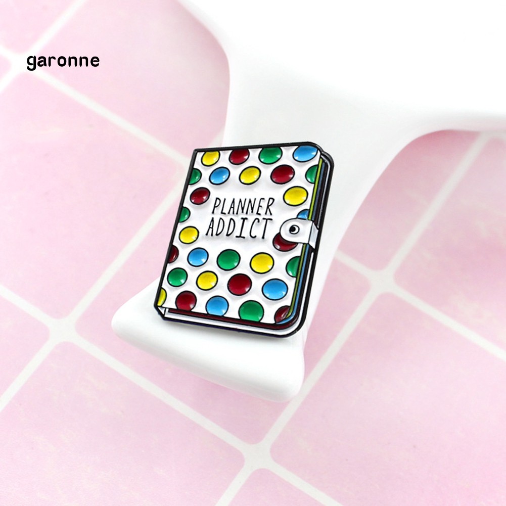 GA_Planner Addict Book Colorful Dots Enamel Brooch Pin Denim Backpack Badge Jewelry