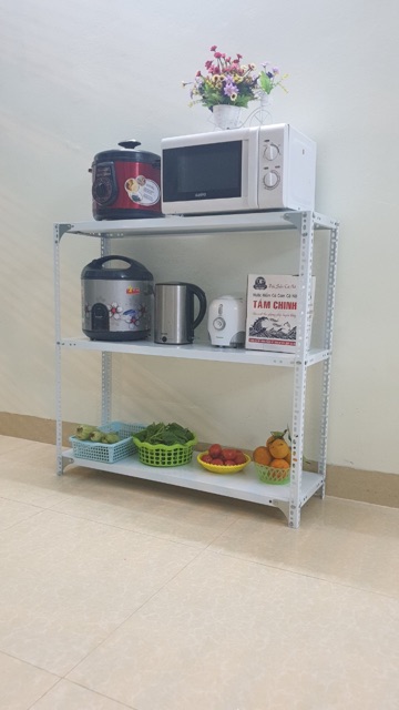 Kệ sắt v lỗ 3 tầng dài 1,2m rộng 0,3m cao 1m màu TRẮNG