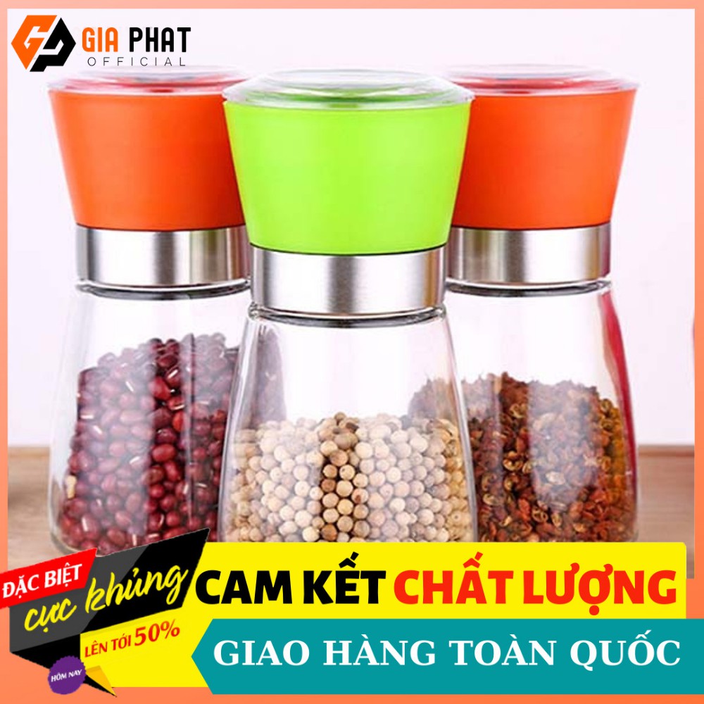 Dụng Cụ Xay Tiêu Thủy Tinh Nắp Nhựa Tiện Dụng