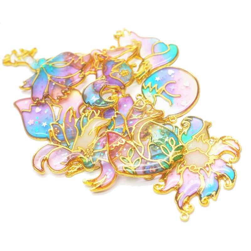 Bộ 10 Khung Mặt Dây Chuyền Hình Cáo Thông Minh Bằng Resin UV DIY