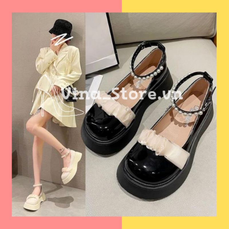 Giày LOLITA nữ đế bằng quai ngọc,xăng đan nữ đế dày phong cách tiểu thư hot 2022 VINA STORE