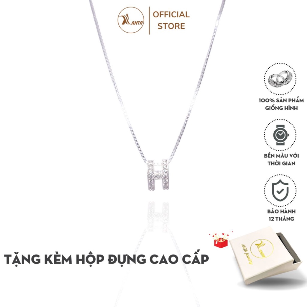 Dây chuyền bạc Ý 925 mặt chữ H cao cấp đính đá pha lê sang trọng ANTA Jewlery - ATJ5502-D