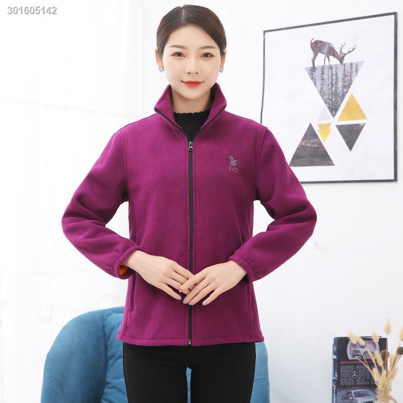 Spring and autumn new polar fleece middle-aged and elderly stitching jacket casual cardigan women s fleece warmth thickening women s jacket