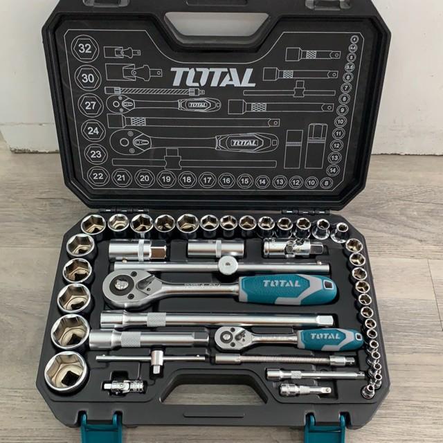 Bộ tuýp và tay vặn 44 chi tiết cỡ 1/2 và 1/4 inch TOTAL THT421441