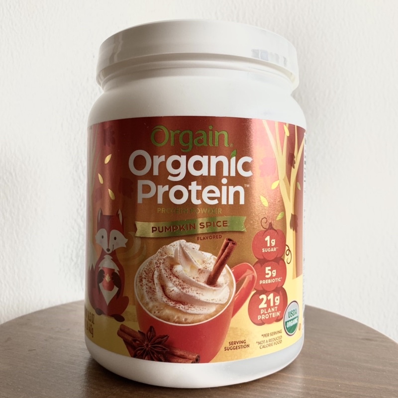 Bột đạm thực vật hữu cơ Orgain Organic Protein powder bổ sung prebiotic vị Pumpkin spice 462g của Mỹ