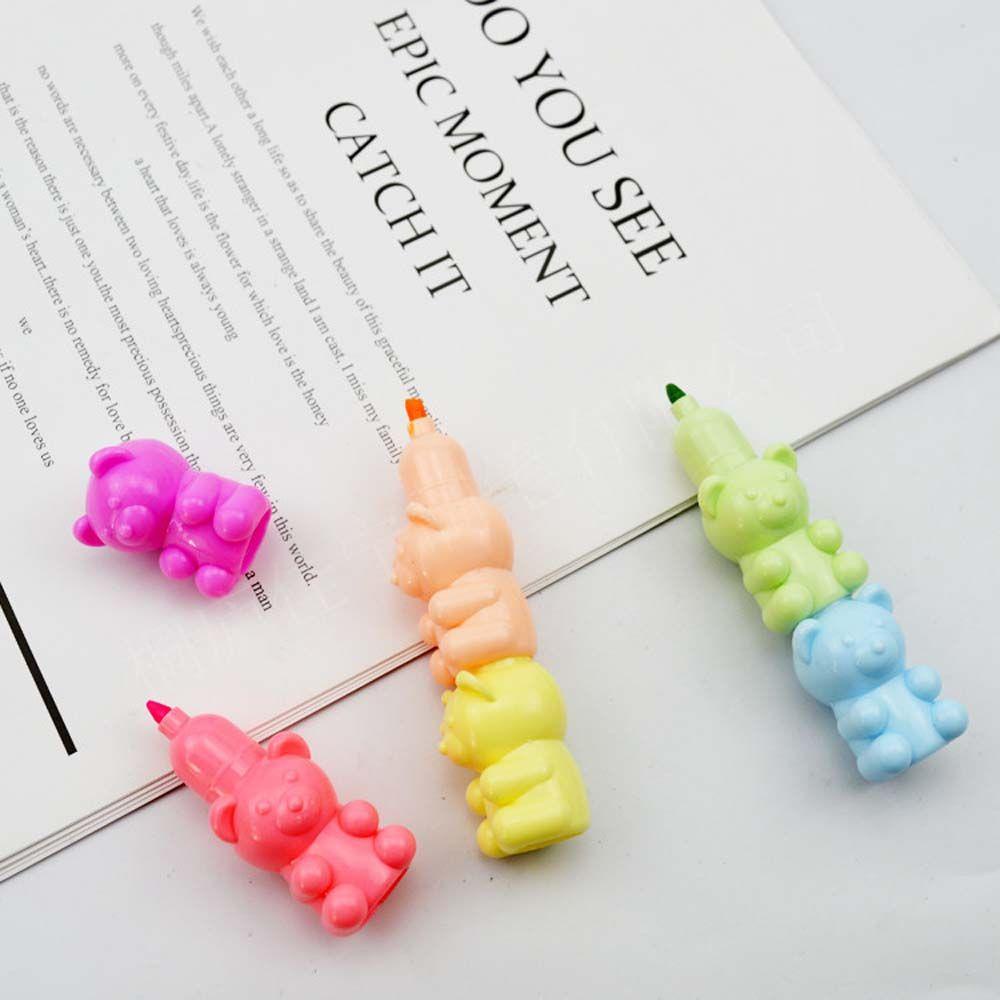 Bút Dạ Quang Tự Vẽ Hình Gấu PEWANY 5 Màu Tùy Chọn Trang Trí Sổ Tay / Đồ Dùng Văn Phòng / Trẻ Em