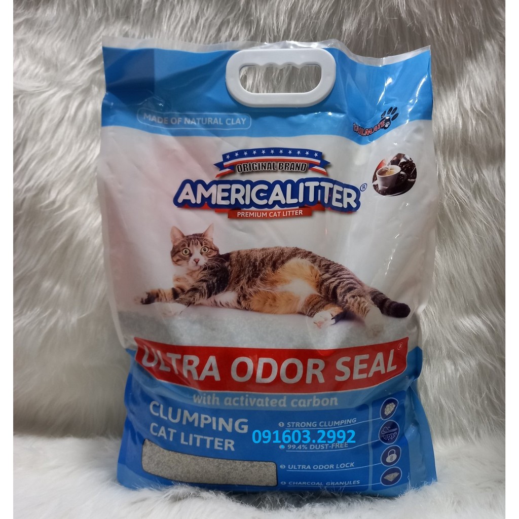 Cát vệ sinh cho mèo America Litter 10L - Khử mùi không bụi vón cục