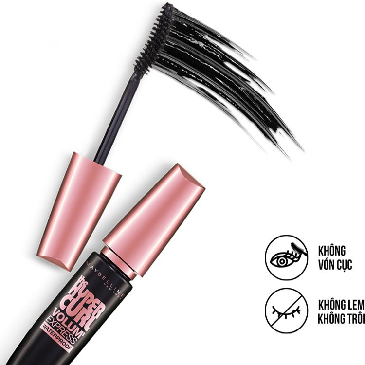 Bút kẻ mắt nước siêu sắc mảnh không lem, trôi + Mascara Dài Mi và Cong Mi Hyper Curl Maybelline New York - Mỹ Chính Hãng