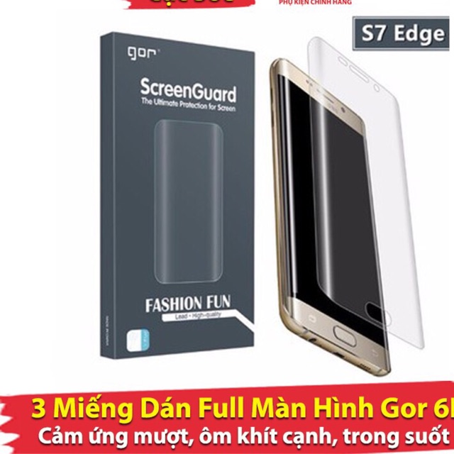 Bộ 3 miếng dán Gor Galaxy S7 Edge Full mang hình dẻo ( Chính hãng )