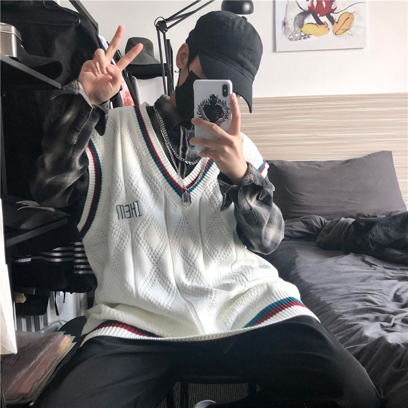 Áo Len Không Tay Màu Trơn Phong Cách Retro Hàn Quốc Cho Nam | BigBuy360 - bigbuy360.vn