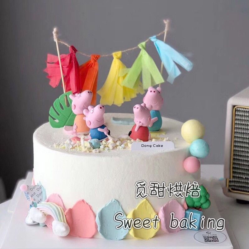 Gia đình heo Peppa trang trí bánh kem, bánh sinh nhật