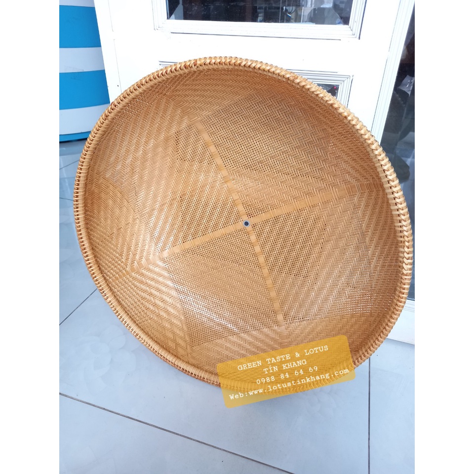 Lồng Bàn Tre, Lồng Bàn Mây Tre Đan Handmade Nút Gỗ Chuẩn Đẹp Dùng Đậy Thực Phẩm, Decor Nội Thất Cao Cấp
