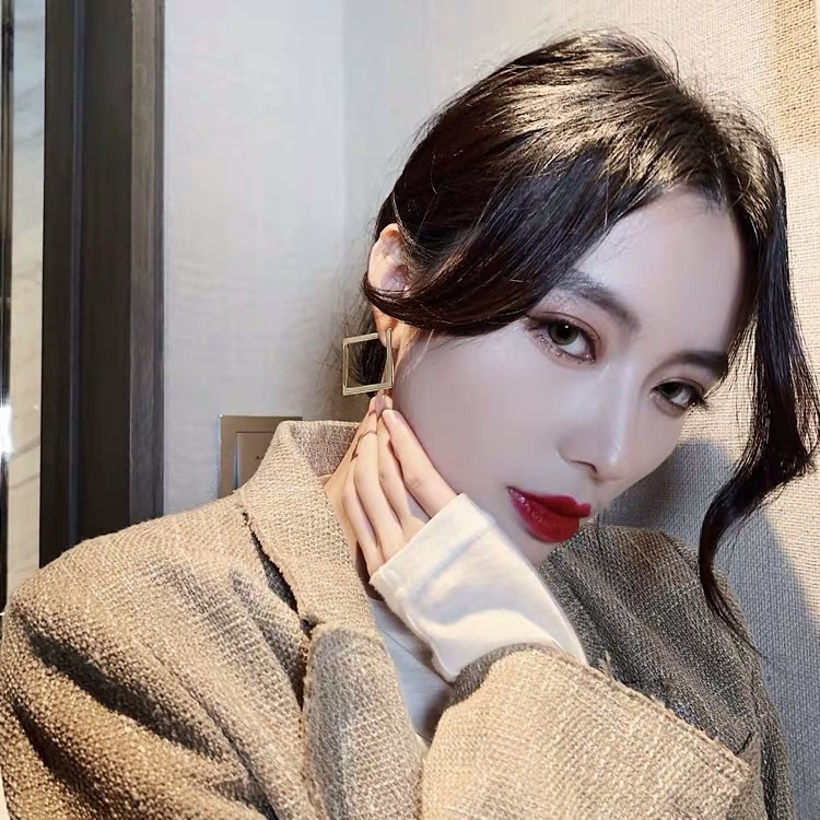 Bông Tai Mạ Bạc 925 Hình Học Đơn Giản Phong Cách Âu Mỹ Thời Trang 2022