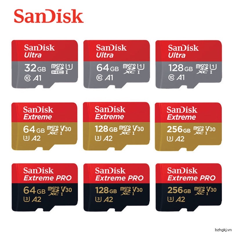 SANDISK Thẻ Nhớ Micro Sdhc 16GB 32GB 64GB 128GB 256GB Micro Sdxc EXTREME PRO V30 U3 4K UHD TF