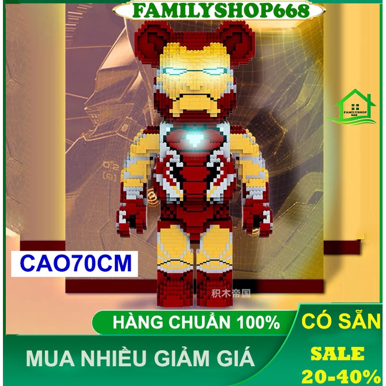 le.go Gấu Bearbrick ironman 10967 73cm Đồ chơi Xếp hình lắp ráp mô hình cỡ lớn Hàng Đẹp bear bricK (có sẵn)