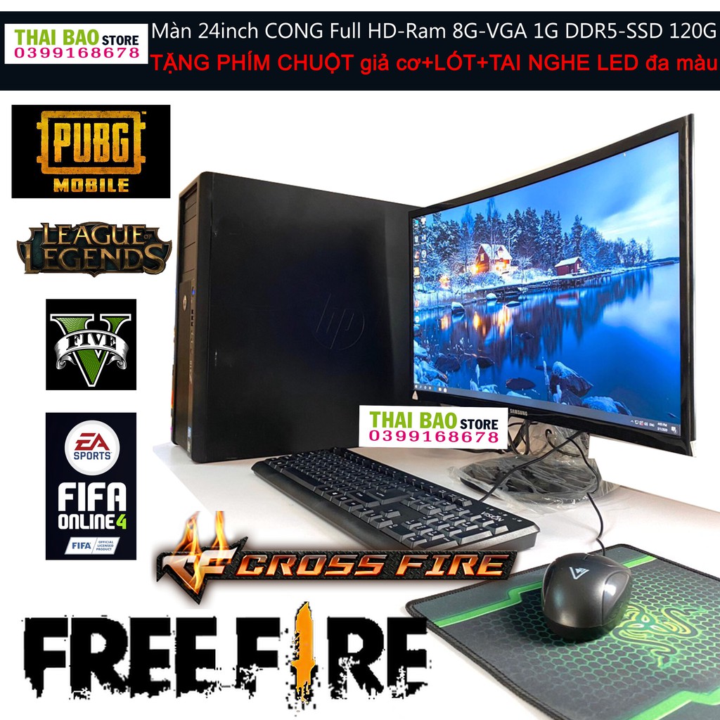 Bộ máy TBHPZ210-Màn hình cong 24inch Chuyên ĐỒ HỌA, chiến GAME GIẢ LẬP mượt mà-TẶNG tai nghe, phím chuột giả cơ NEW | BigBuy360 - bigbuy360.vn