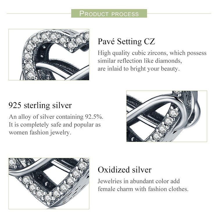 Phụ Kiện Bamoer Hình Trái Tim Bằng Bạc 925 Dùng Làm Trang Sức Thời Trang Cho Nữ