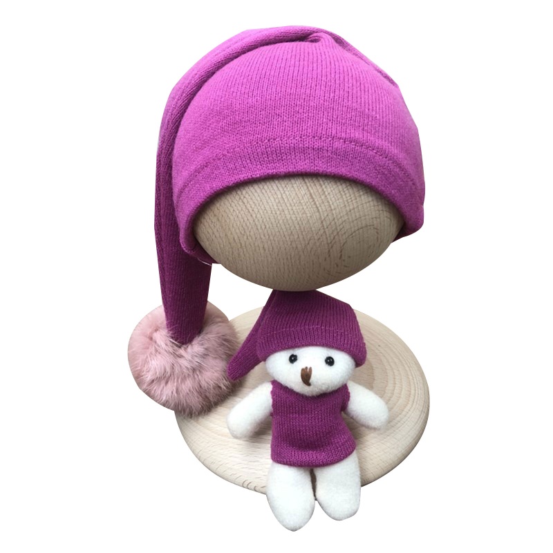 Set 3 Món Đồ Gồm Áo Liền Quần Tay Dài + Nón + Bóng Lông Cho Bé Sơ Sinh Chụp Ảnh