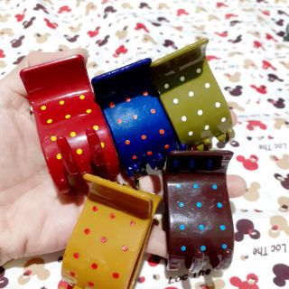 Combo 4 cái Kẹp tóc 5 răng bóng màu chấm bi