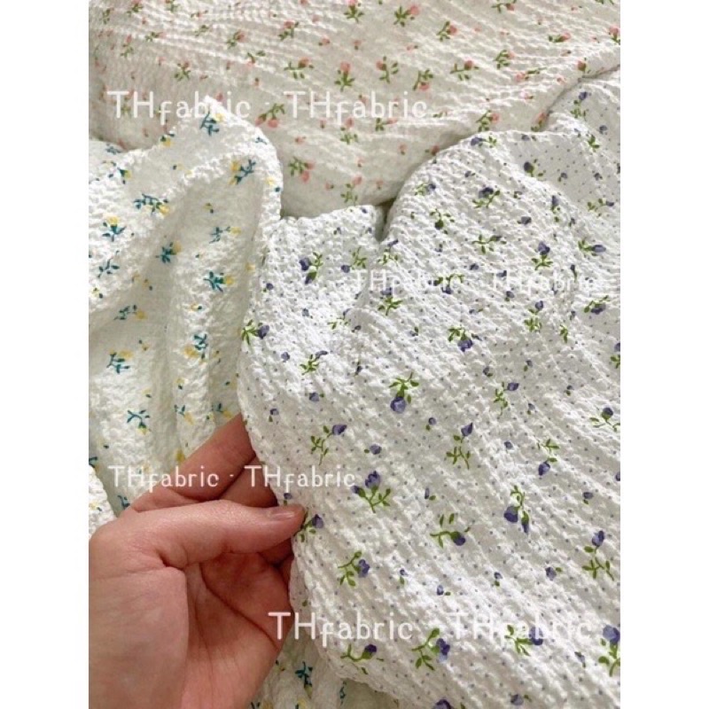 vải cotton đũi nhăn hàn quốc nụ hồng nhí siêu xinh( ảnh thật)