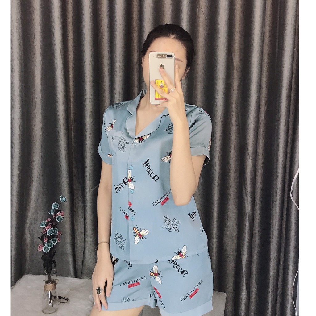 VB Bộ Pijama Đùi Lụa Tơ Non Cao Cấp (Hàng Xuất hàng hiệu) 11 8