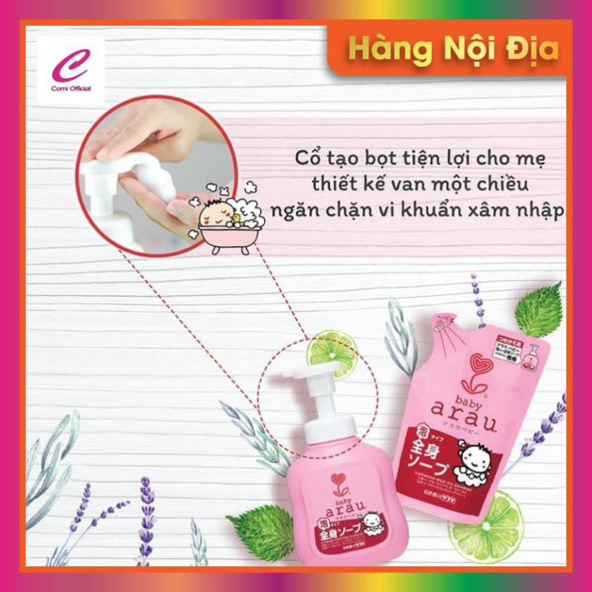 Quần dài sơ sinh trắng in hình bình sữa cho bé yêu Combo Sữa tắm trẻ em Arau Baby bình 450ml + túi 400ml