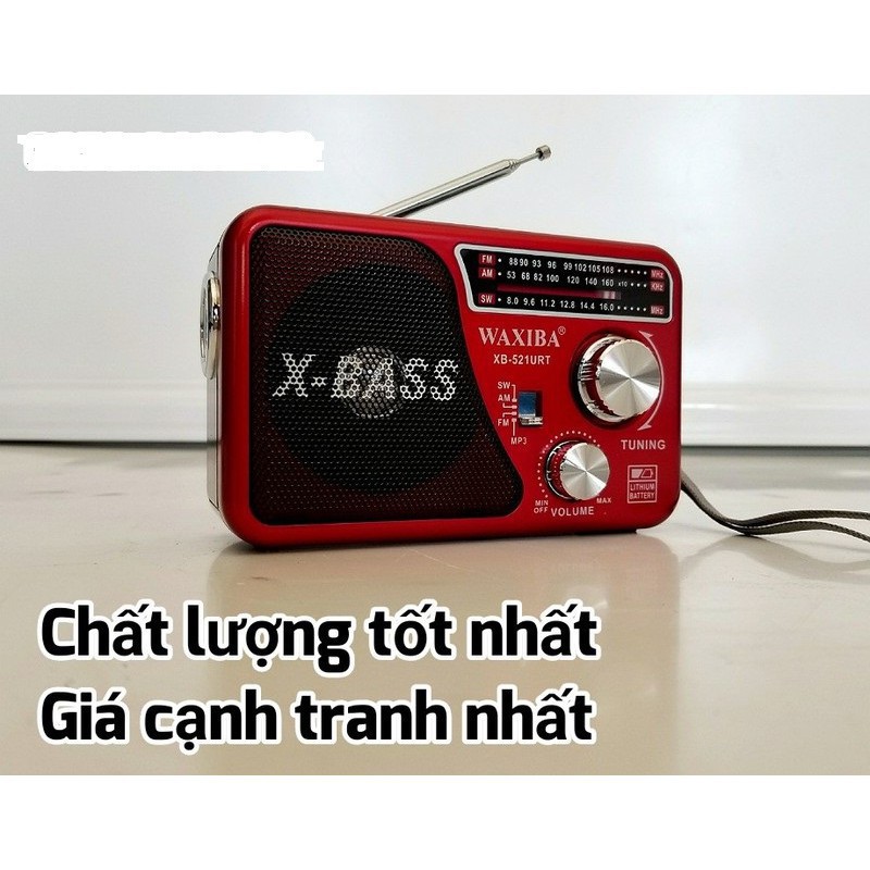 Máy nghe nhạc kiêm đài Radio FM Waxiba XB-521URT- Đài FM 521 có hỗ trợ thẻ nhớ TF và USB có đèn pin