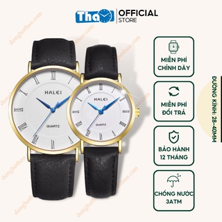Đồng Hồ Cặp Đôi Dây Da Halei Chống Nước Dây Đen Cổ Điển Tinh Tế Huyền Thoại Đồng Hồ Thảo HH99DT3 Halei 540