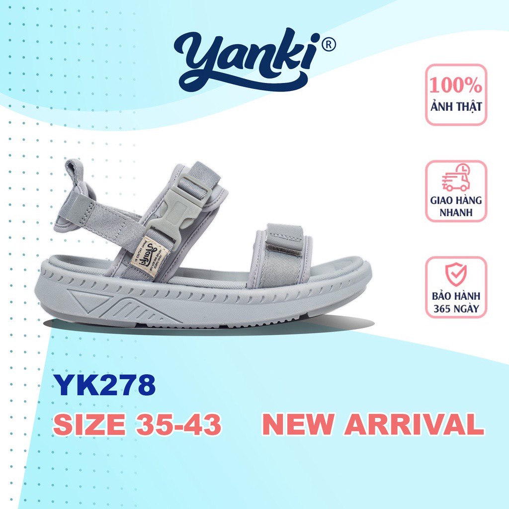 Dép Quai Hậu Nam Nữ Quai Ngang Thời Trang YANKI Sport YK278 - Xanh Xám