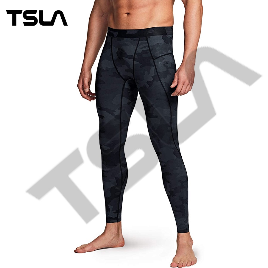 Quần combat bó cơ nam TSLA dạng quần legging bản to ôm body co giãn tập gym chạy bộ bơi lội quần lót trong chơi thể thao