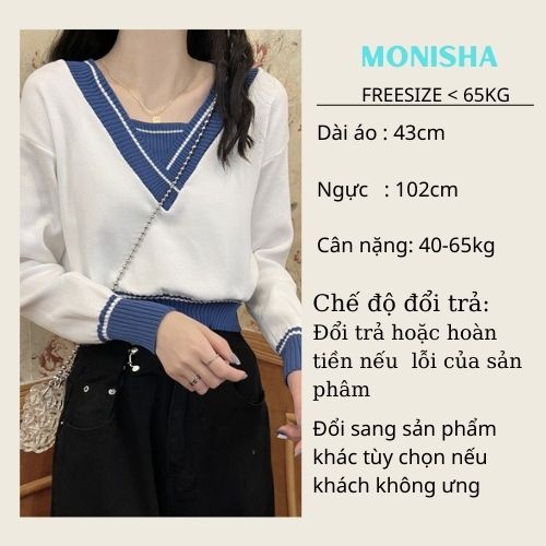 Áo len dệt kim cổ chữ V / áo len nữ kiểu dáng croptop siêu hot