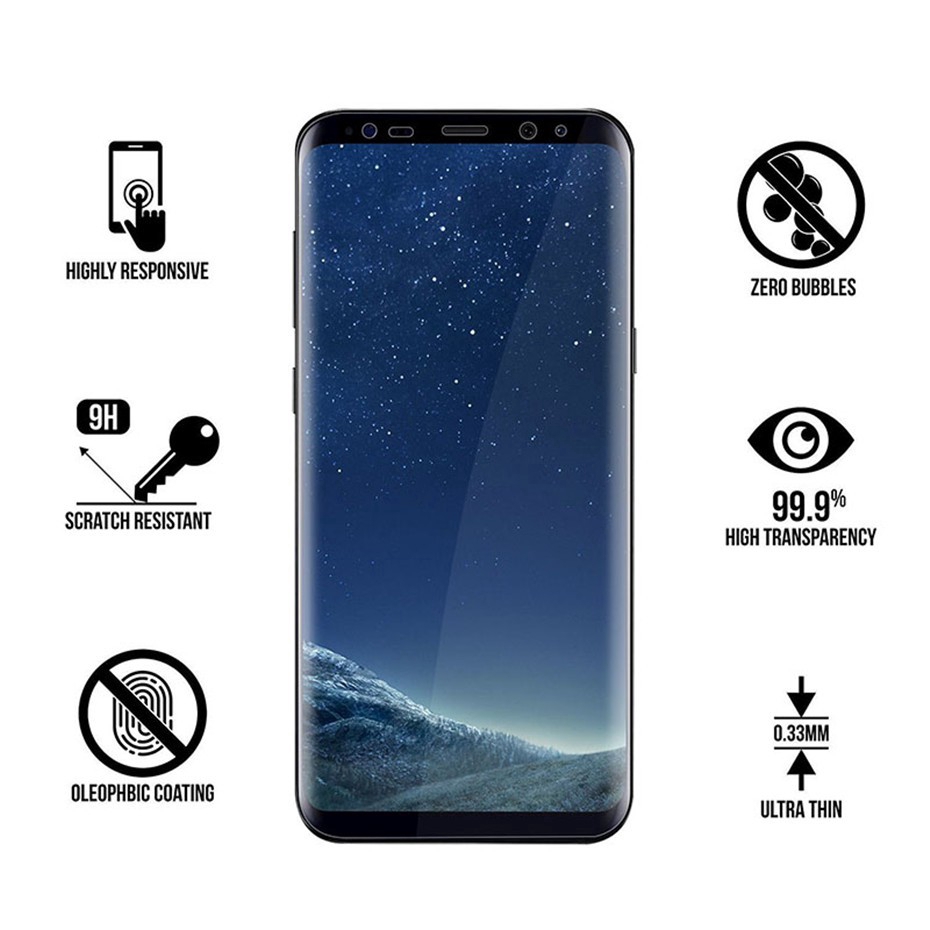 Bộ kính cường lực 3D cong bảo vệ màn hình cho Samsung Galaxy S8 S9 S6 S7 Edge Plus