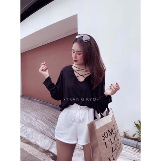 Áo trễ vai cotton giấy