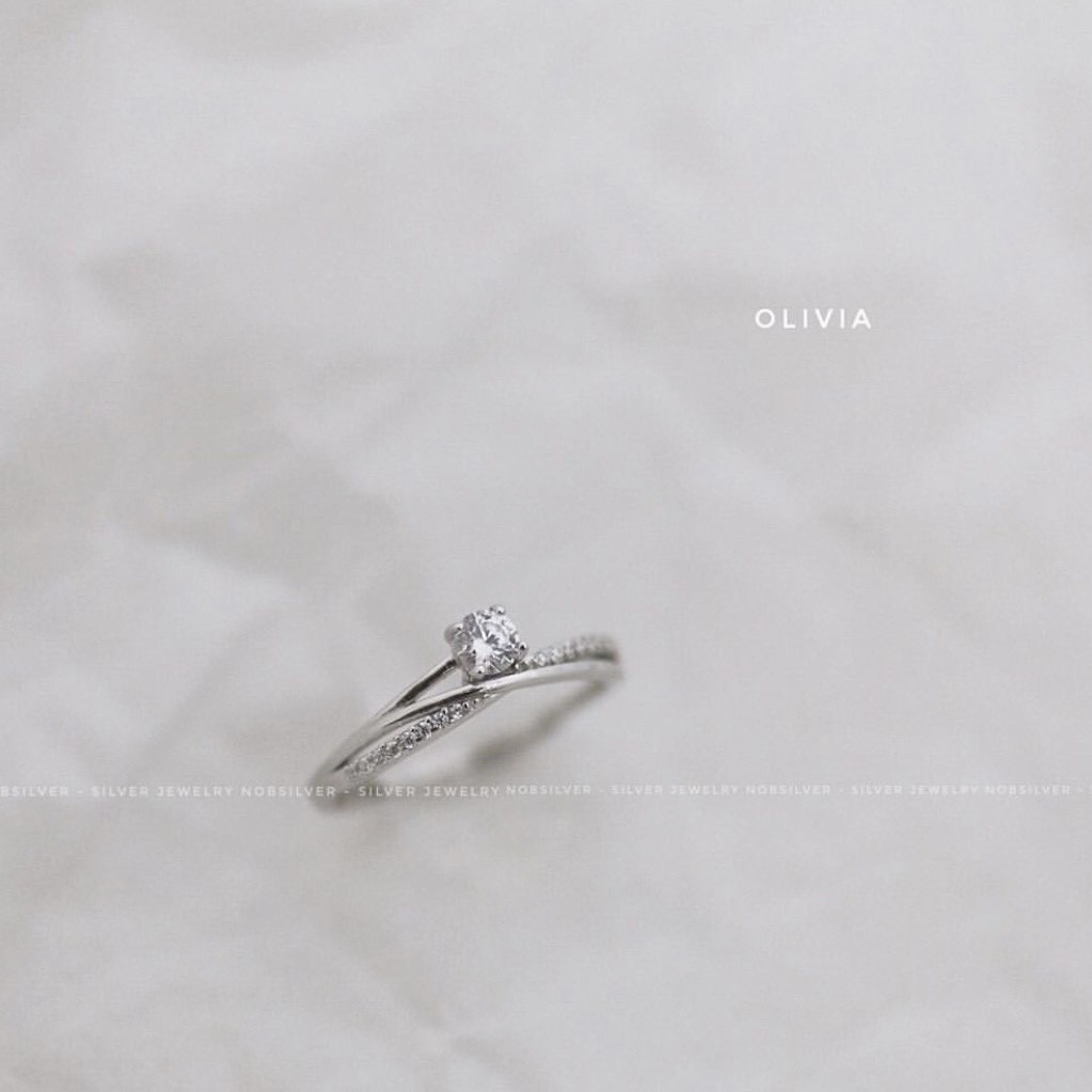 Nhẫn bạc nữ đính đá độc đáo Olivia - Trang sức bạc Nobsilver
