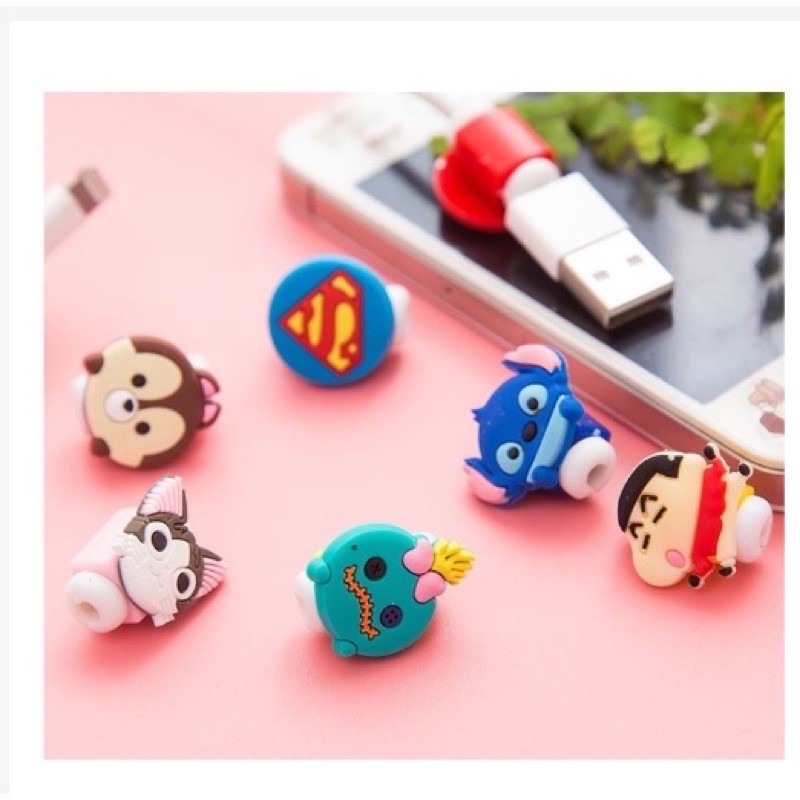 Nút Gắn Bảo Vệ Dây Cáp Sạc Chống Gãy Đứt Hình Thú [Loại Nhỏ Mini 1 Mặt] | BigBuy360 - bigbuy360.vn