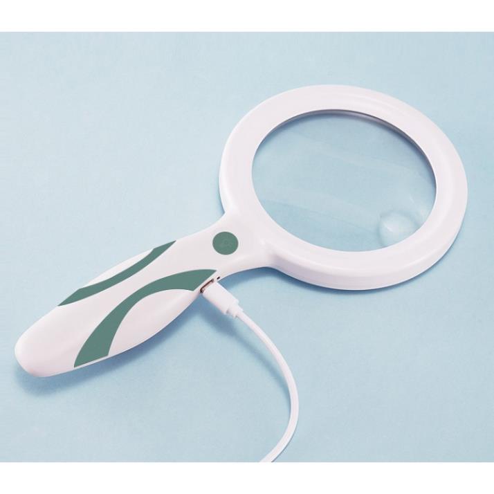 Kính lúp cầm tay 10x có đèn pin sạc cổng USB siêu tiện chuyên dùng đọc sách báo, sửa chữa Th3301