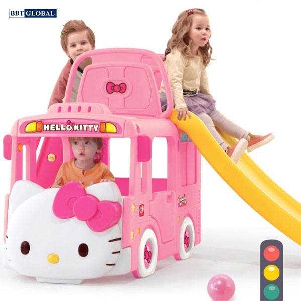 Cầu trượt bể bóng Hàn Quốc xe Bus Hello Kitty 3 trong 1 Y1601 BBT GLOBAL