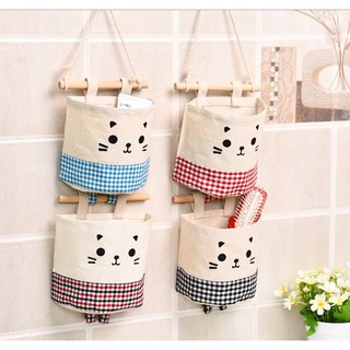 Giỏ vải treo tường đựng đồ tiện dụng meo meo