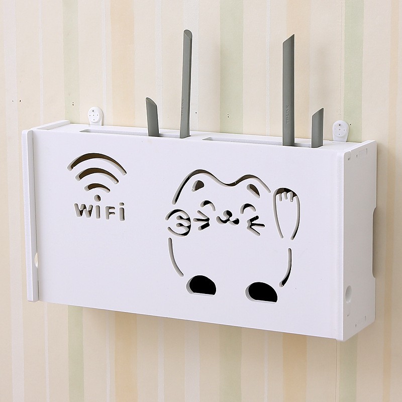 Kệ để wifi/modem bằng gỗ nhựa treo tường không cần khoan đục loại to (nhiều mẫu mã lựa chọn)