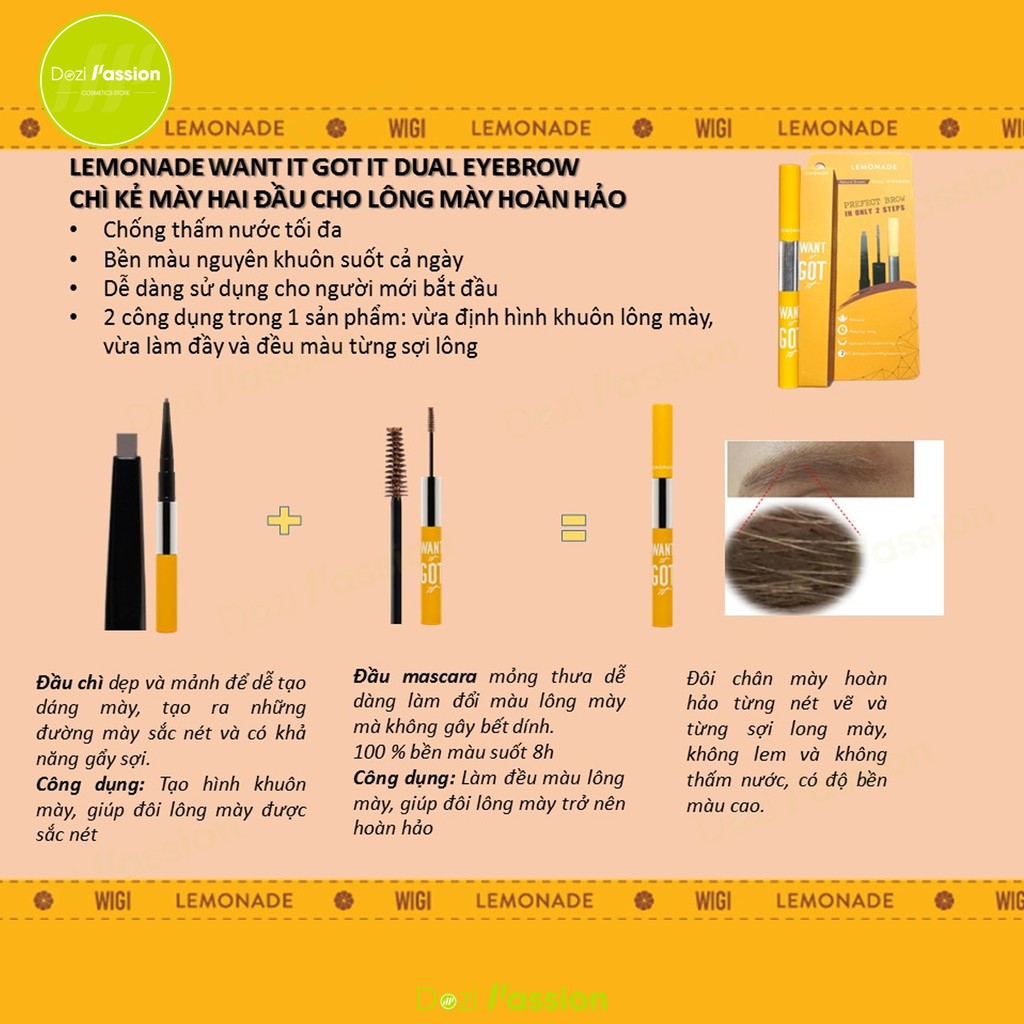 Chì Kẻ Mày Lemonade 2 Đầu Bền Màu, Lâu Trôi - Lemonade Want It Got It Dual Eyebrow