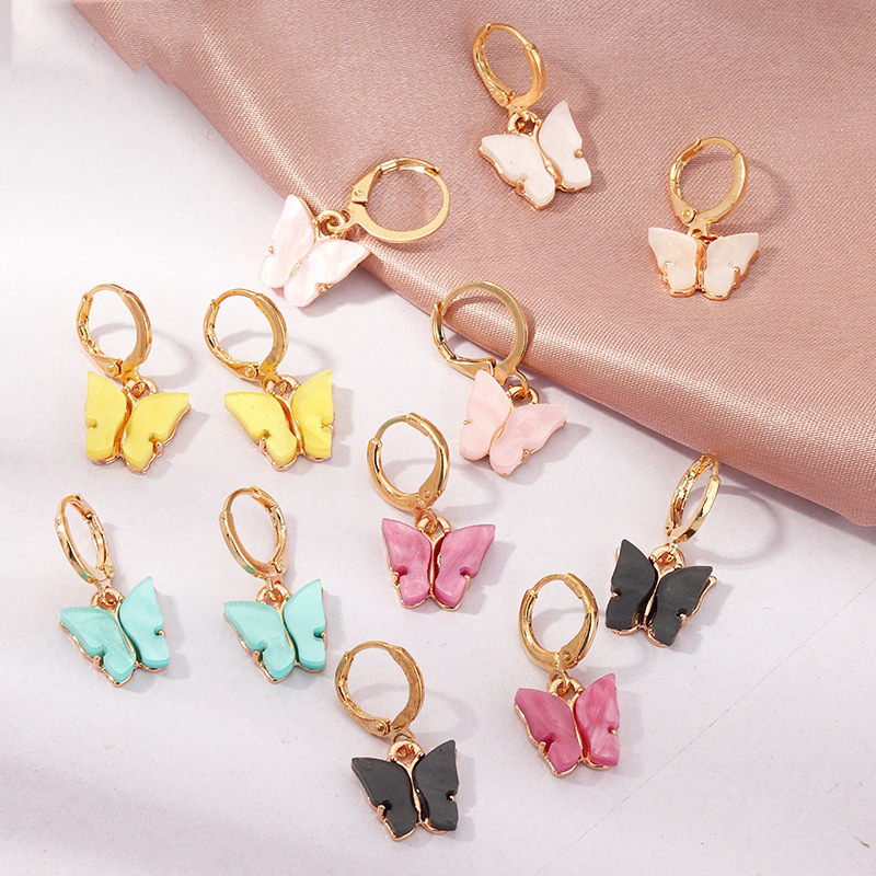 Ifyou Korean New Women Earrings Fashion Colorful Acrylic Butterfly Earrings Sweet Earring Accessories Wholesale