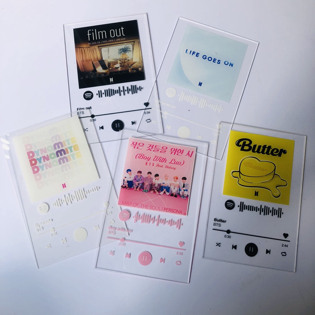 Khung Frame mica Bản nhạc decor Có mã Spotify quét được BTS Butter, Dynamite... và card BTS Butter