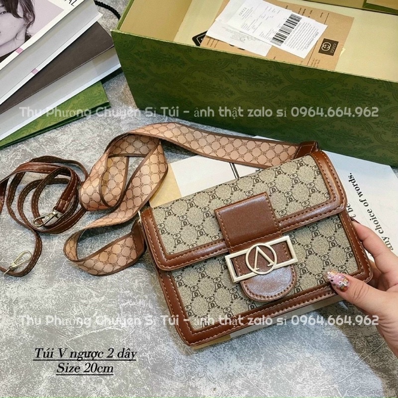 Túi kẹp nách, đeo chéo bản 2 dây dập logo chìm hàng đẹp, from cứng cap sang chảnh