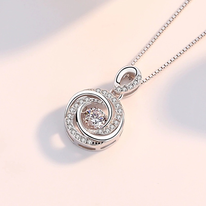 Dây chuyền nữ bạc 925 vòng xoáy mặt đính đá lấp lánh M1678 Bảo Ngọc Jewelry