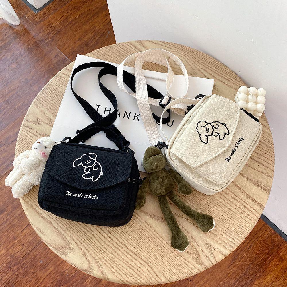 Túi Tote Đeo Vai Chất Canvas In Họa Tiết Chú Chó Dễ Thương Thời Trang Cho Nữ