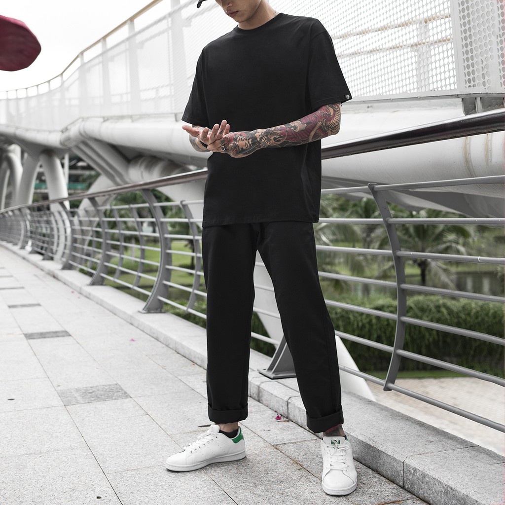 Quần Baggy KaKi Đen Trơn Ống Suông Nam và Nữ Dáng Suông Ống Rộng Chất Liệu Khaki