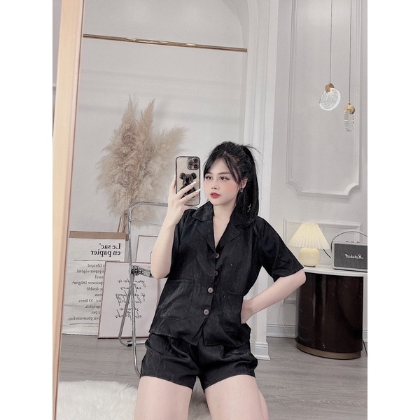 BỘ PIJAMA CHẤT ĐŨI LỤA QUẦN ĐÙI TRƠN HÀNG THIẾT KẾ CAO CẤP