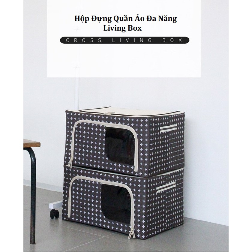 BIG SIZE - HỘP ĐỰNG TÚI ĐỰNG QUẦN ÁO KHUNG THÉP 88L- LIVING BOX 88L- Dài 60 x Rộng 42 x Cao 35cm