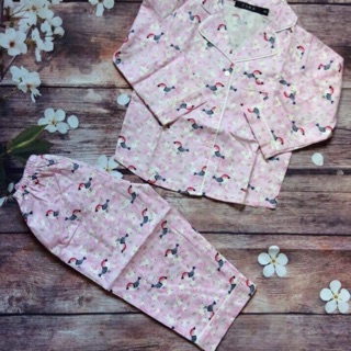 Combo bộ pijama + dép gấu size 30